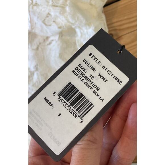 NWT Adrianna Papell Ruffle Hem Lace Dress Size 12 Women’s White - Picture 6 of 10